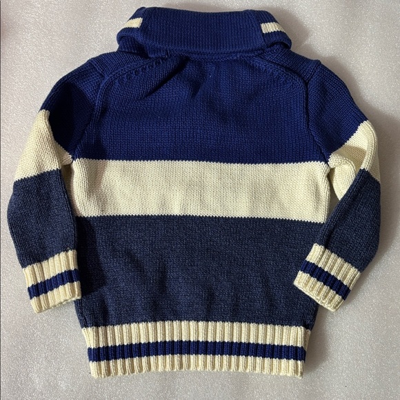 Polo by‎ Ralph Lauren blue and white toddler shawl neck sweater nwt - Picture 4 of 4